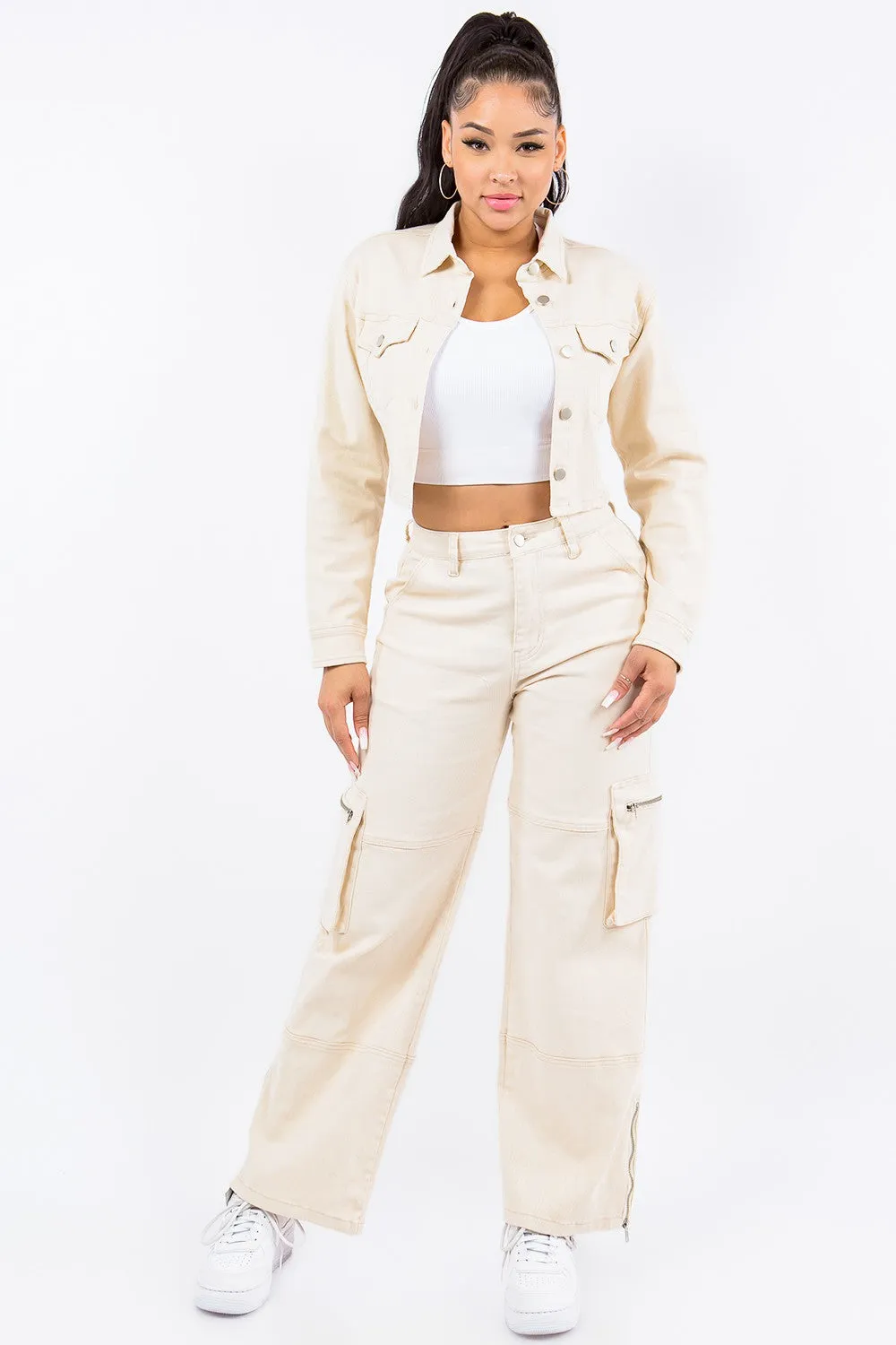 American Bazi Laced Back Cropped Jacket