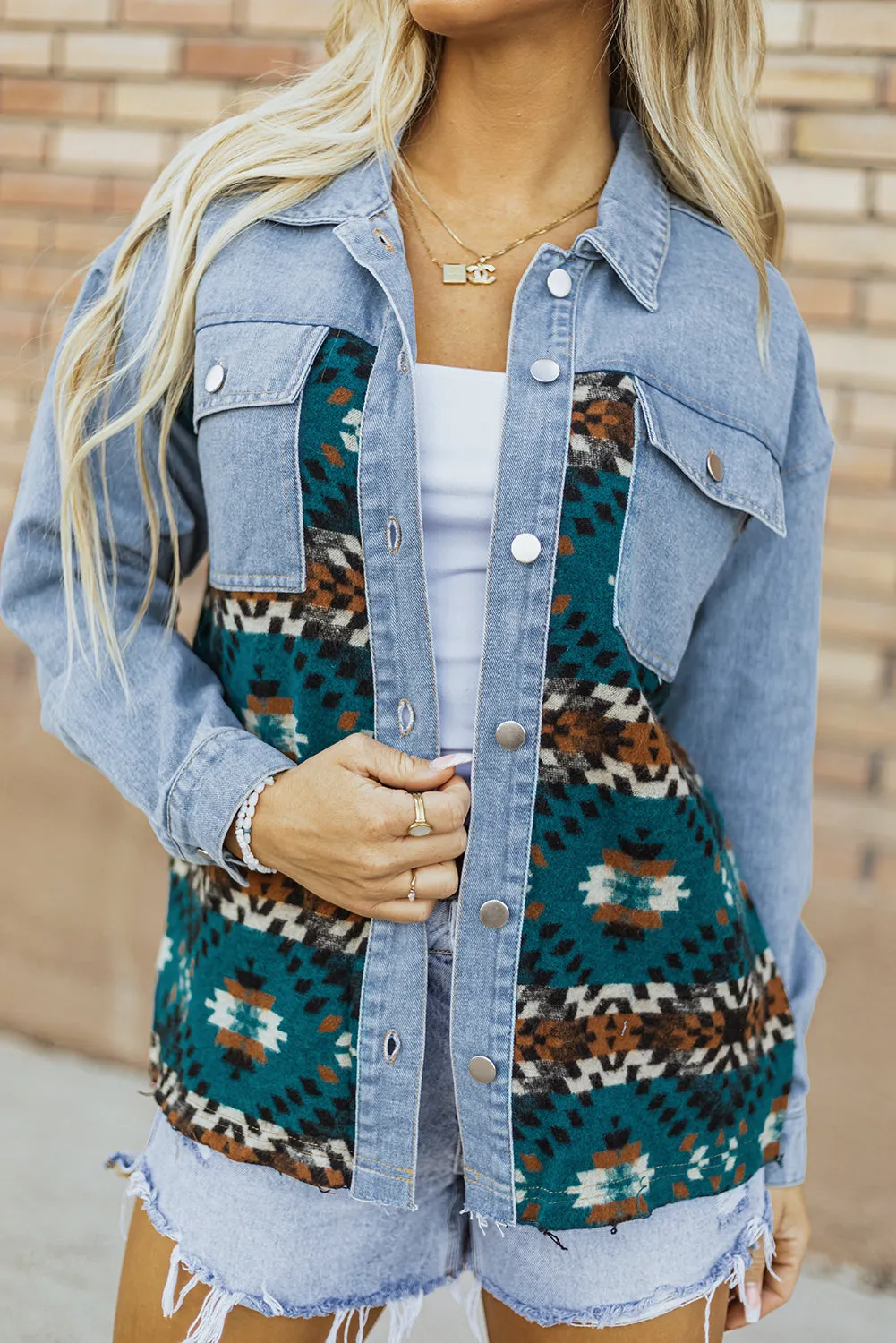 Aztec Printed Denim Jacket