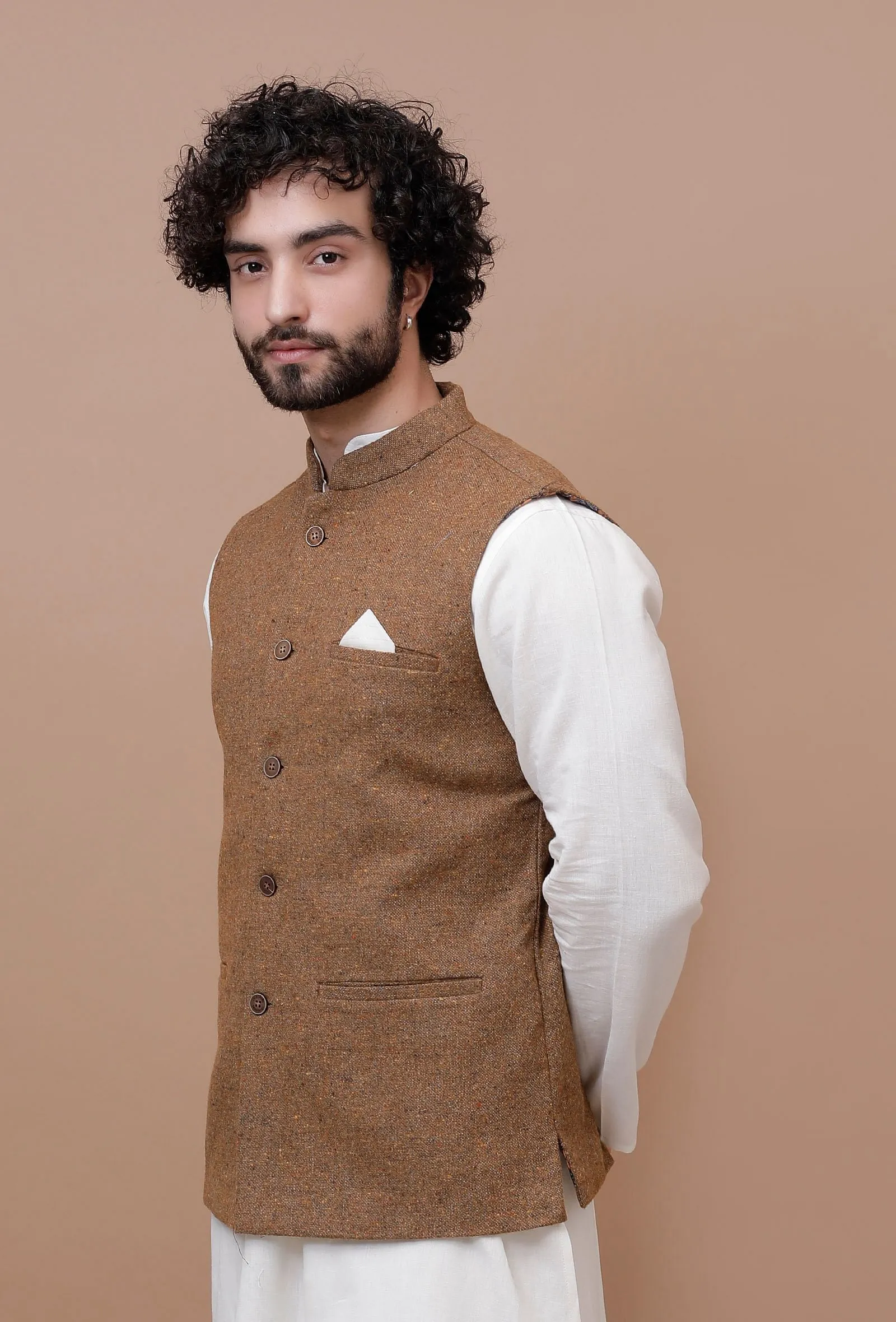 Brown Woolen Nehru Jacket