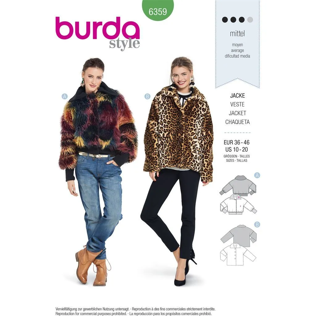 Burda Style Pattern B6359 Women's Fur Coat