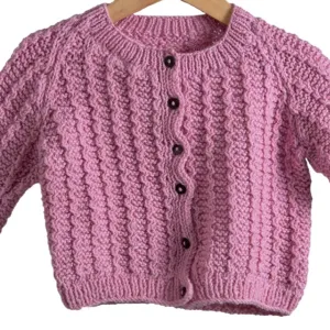 Cardigan | Hand Knit 100% Wool | For Baby Girls| Size-2 Years