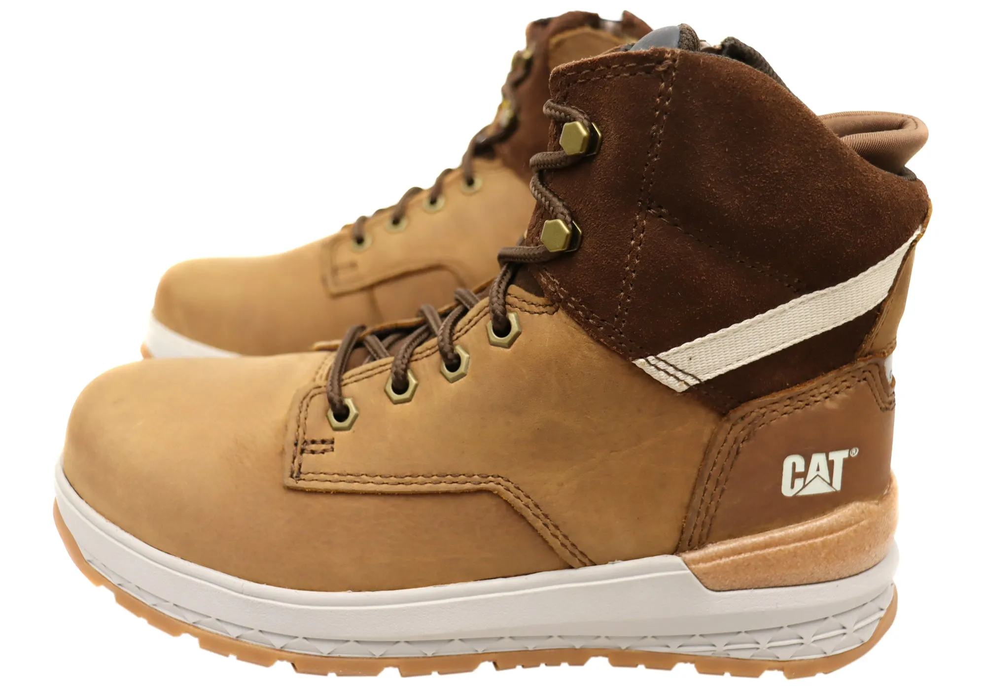 Caterpillar Mens Leather Impact Zip Carbon Composite Toe Work Boots