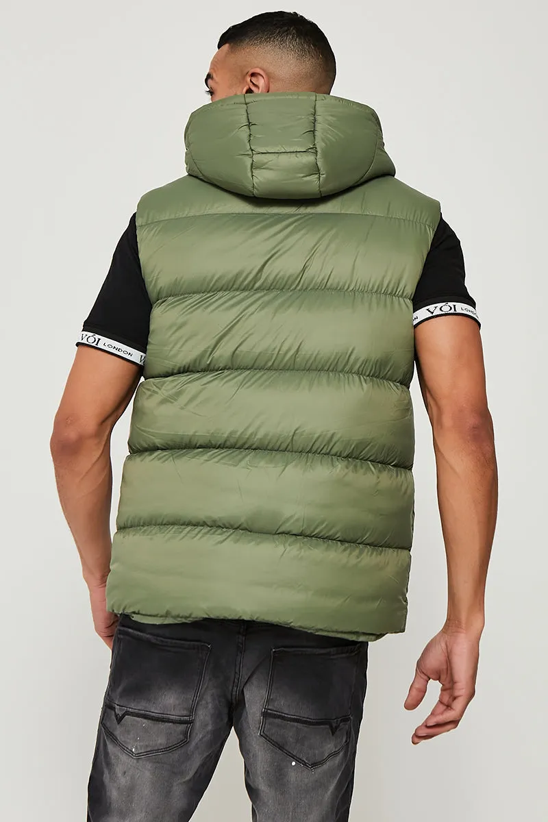 Chalton Hooded Puffer Gilet - Khaki