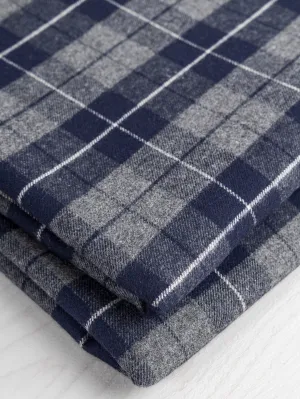 Check Cotton Flannel Twill - Navy   Grey