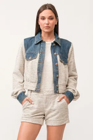 CHELSEE BOXY DENIM CONTRAST JACKET CONFETTI