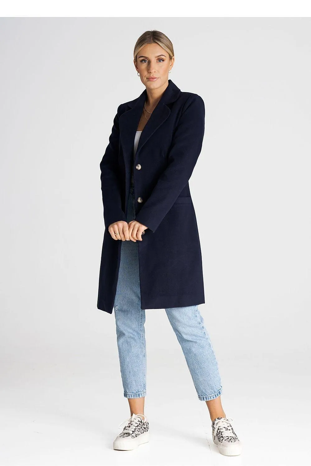 Elegant Button-Down Knee-Length Winter Coat