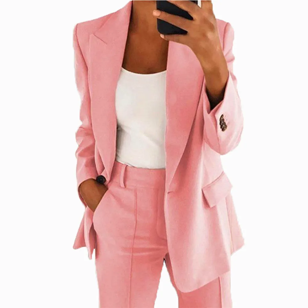 Europe Trendy Lapel Slim Look Cardigan Elegant Blazer Women Outerwear