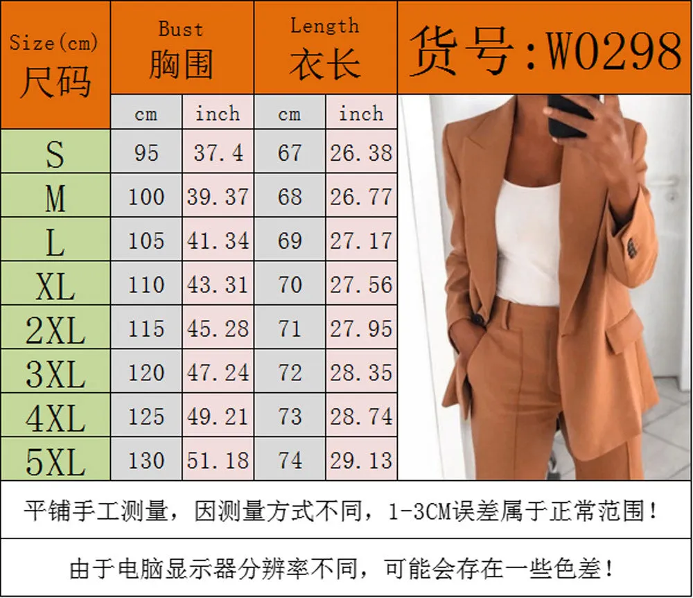 Europe Trendy Lapel Slim Look Cardigan Elegant Blazer Women Outerwear