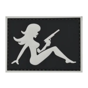 Girl with Pistol (Facing Right) Patch Black/Gray