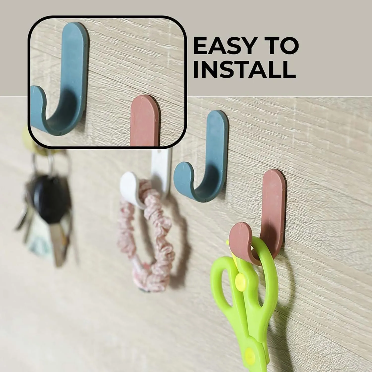 Homestic Pack of 25 Hooks for Wall|Durable & Rust-Proof|Self Adhesive Hook|Multipurpose Hooks for Bathroom, Kitchen||JH-002|Multicolor