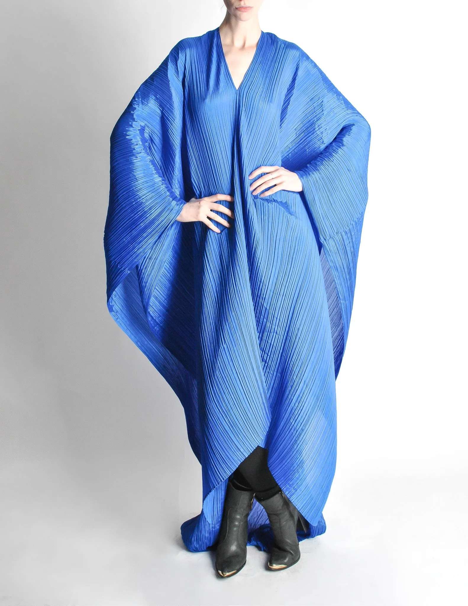 Issey Miyake Pleats Please Vintage Blue Pleated Multi-Functional Wrap Cape