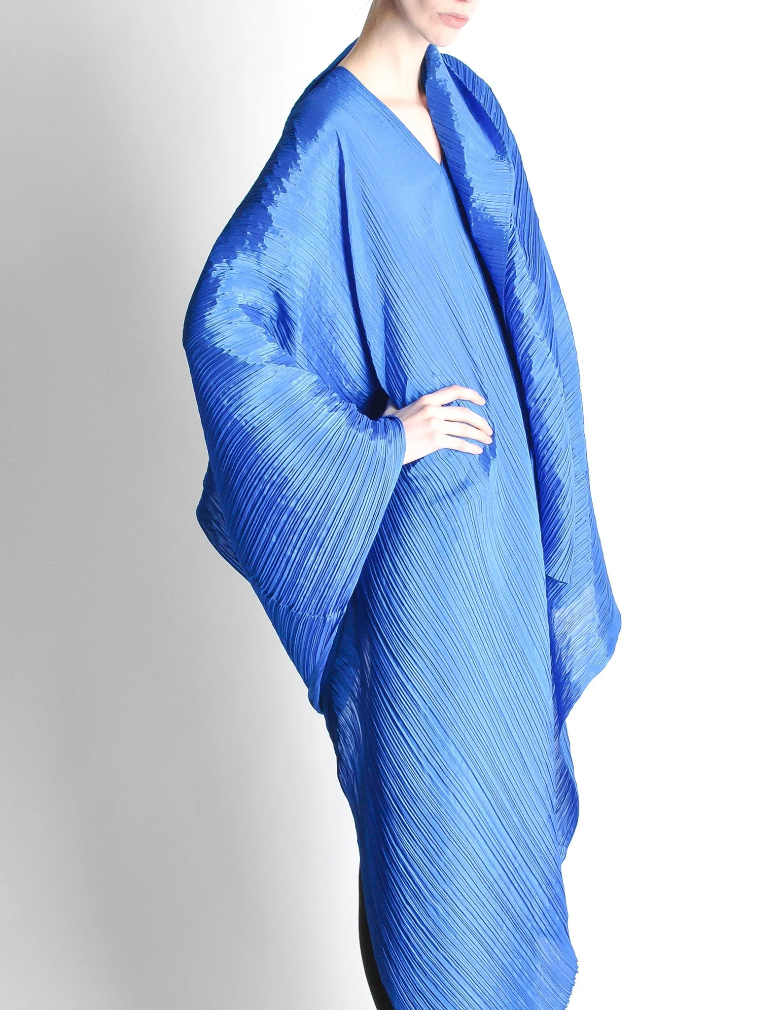 Issey Miyake Pleats Please Vintage Blue Pleated Multi-Functional Wrap Cape