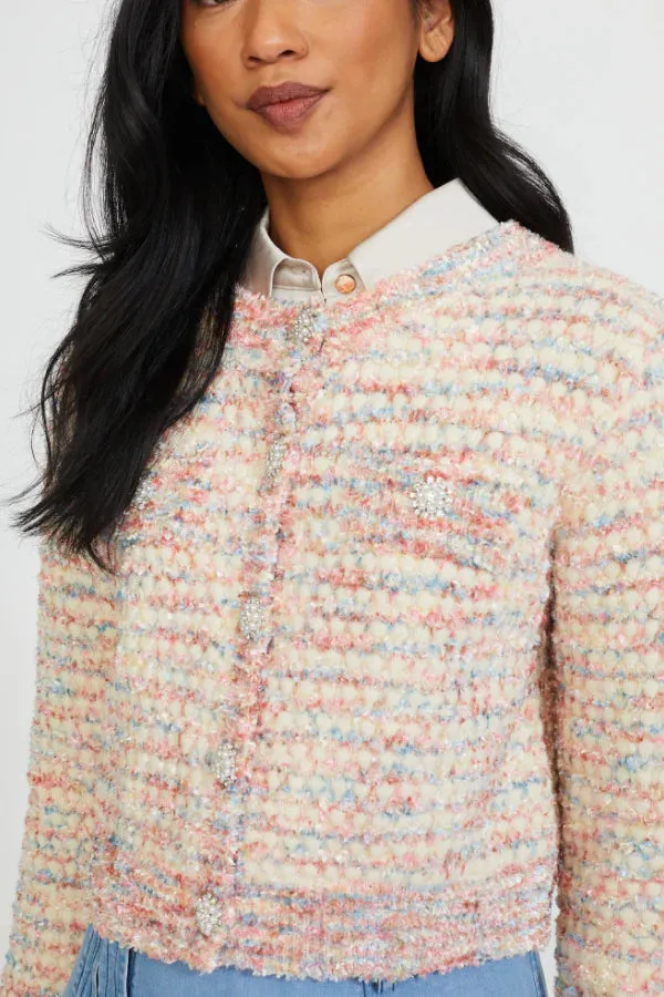 Jewel Button Cardigan - Rose