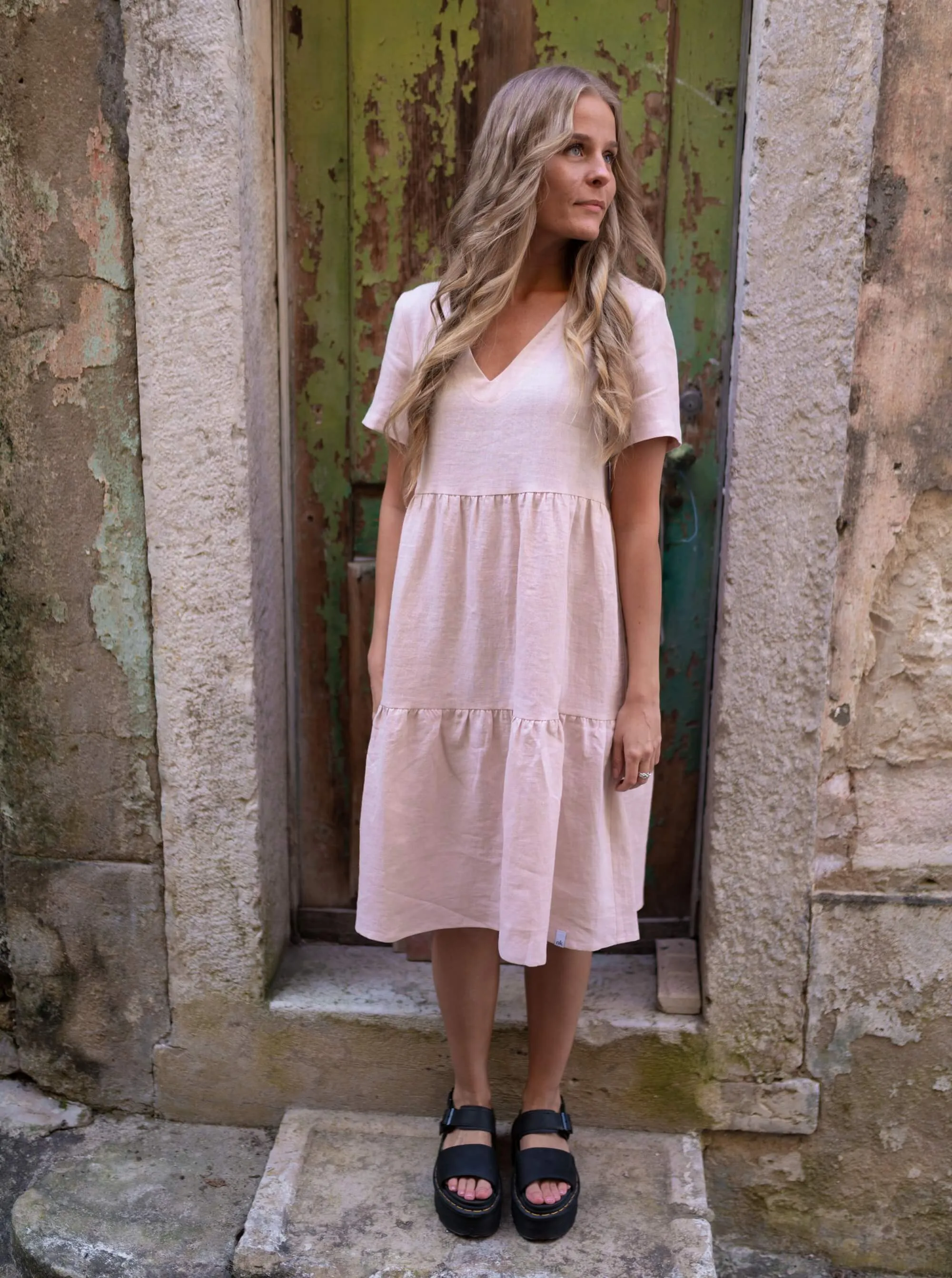 Linen Layer Dress Sandshell Beige