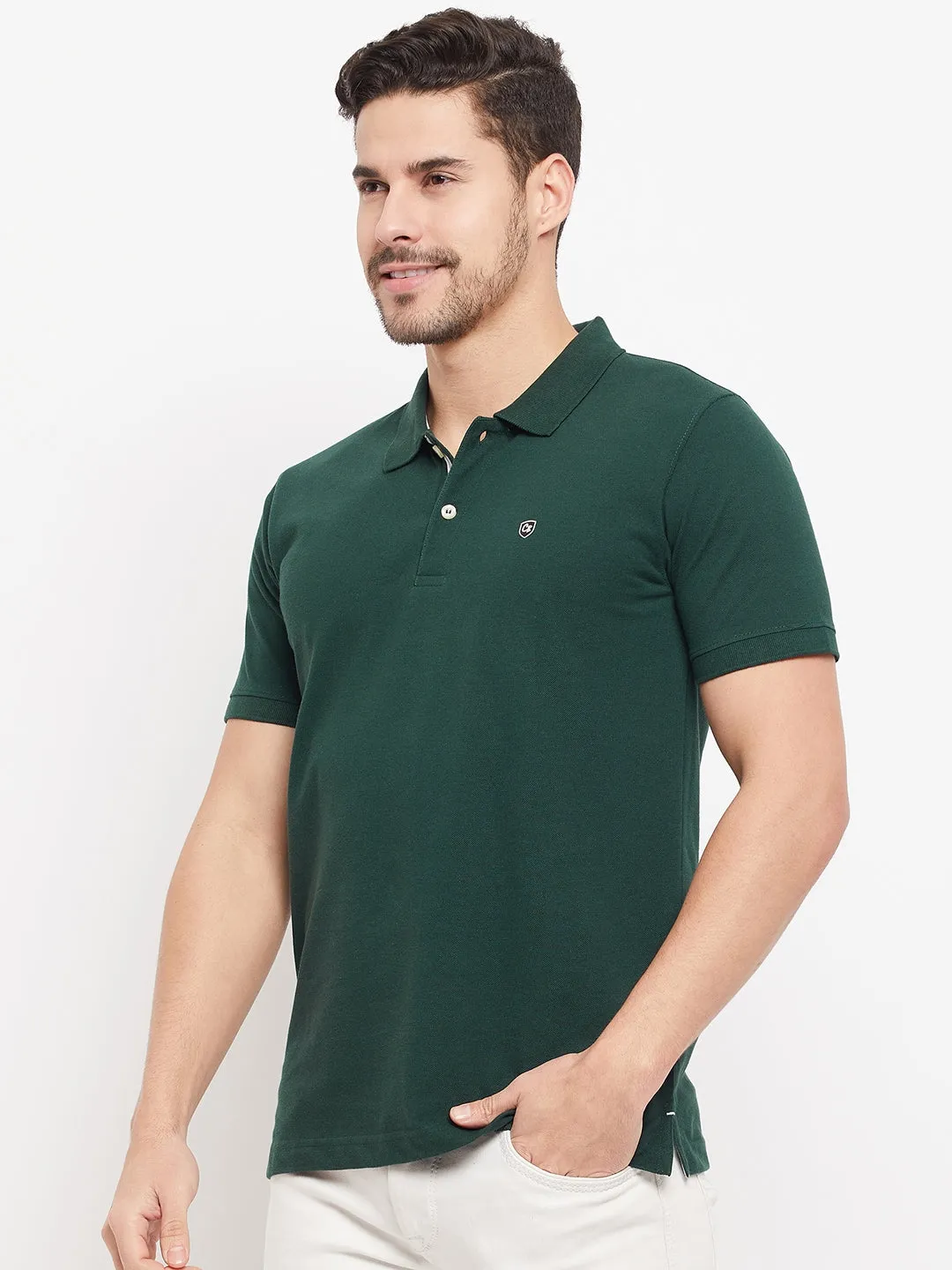 Men Bottle Green T-Shirt