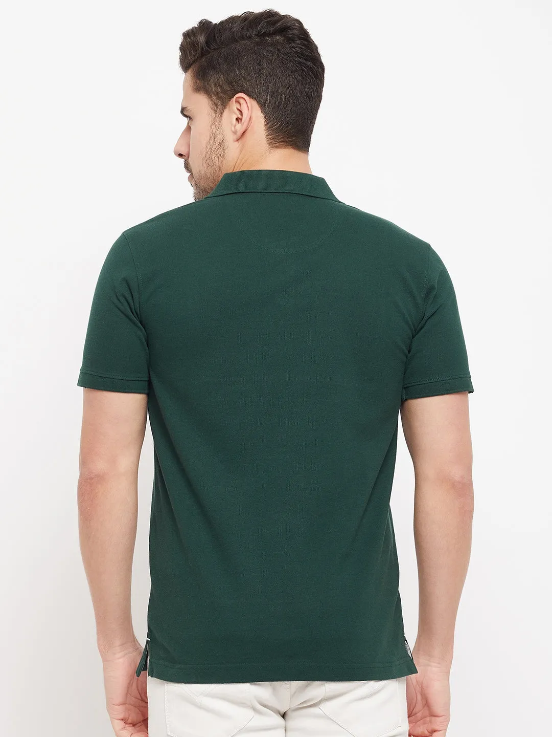 Men Bottle Green T-Shirt