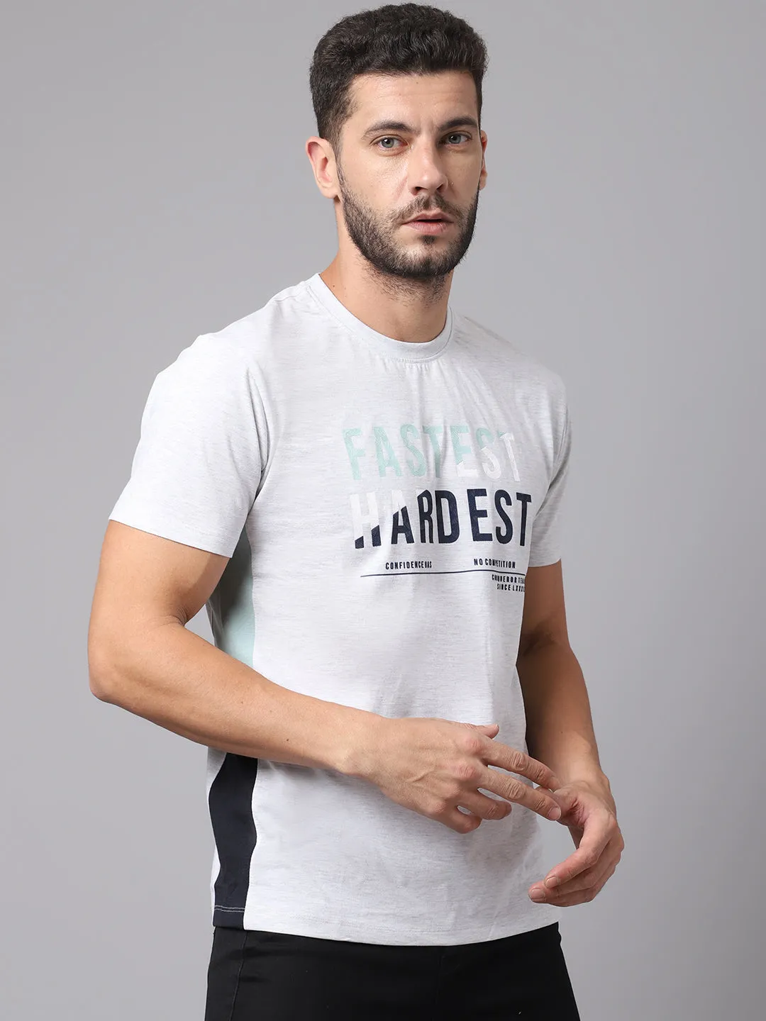 Men Grey Melange T-Shirt