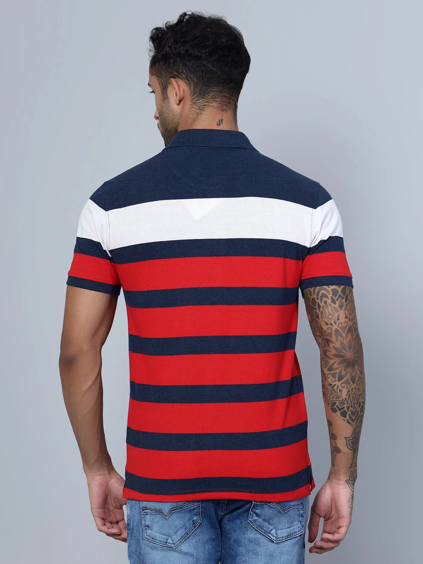 Men Polo Neck Navy Blue T-Shirt