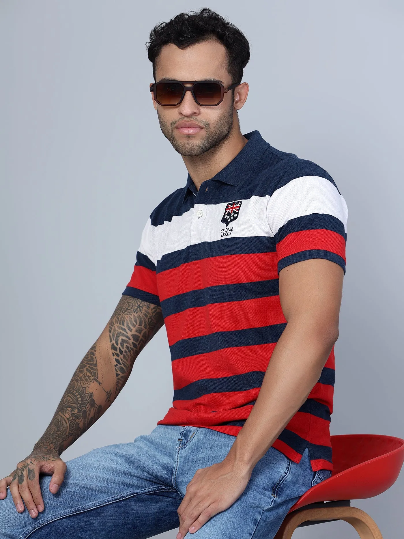 Men Polo Neck Navy Blue T-Shirt