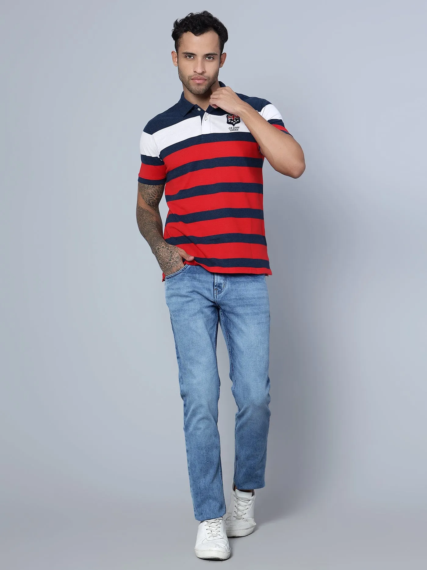 Men Polo Neck Navy Blue T-Shirt