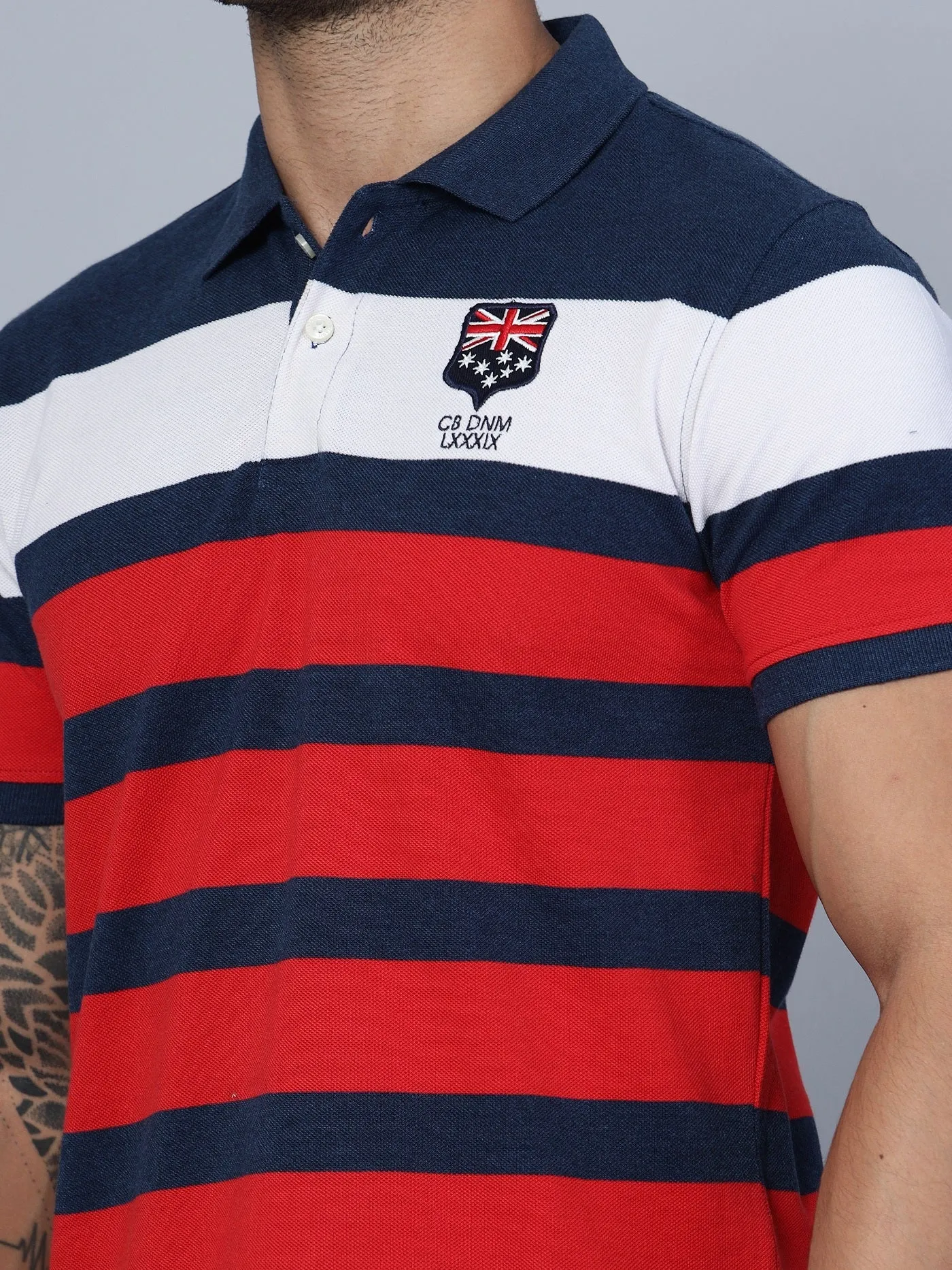 Men Polo Neck Navy Blue T-Shirt