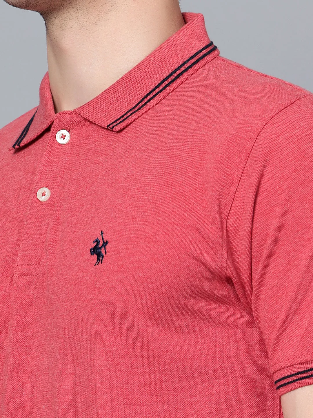 Men Red Mélange Polo T-Shirt