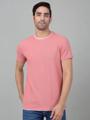 Men's Pink  Round neck Half Sleeve T-Shirt