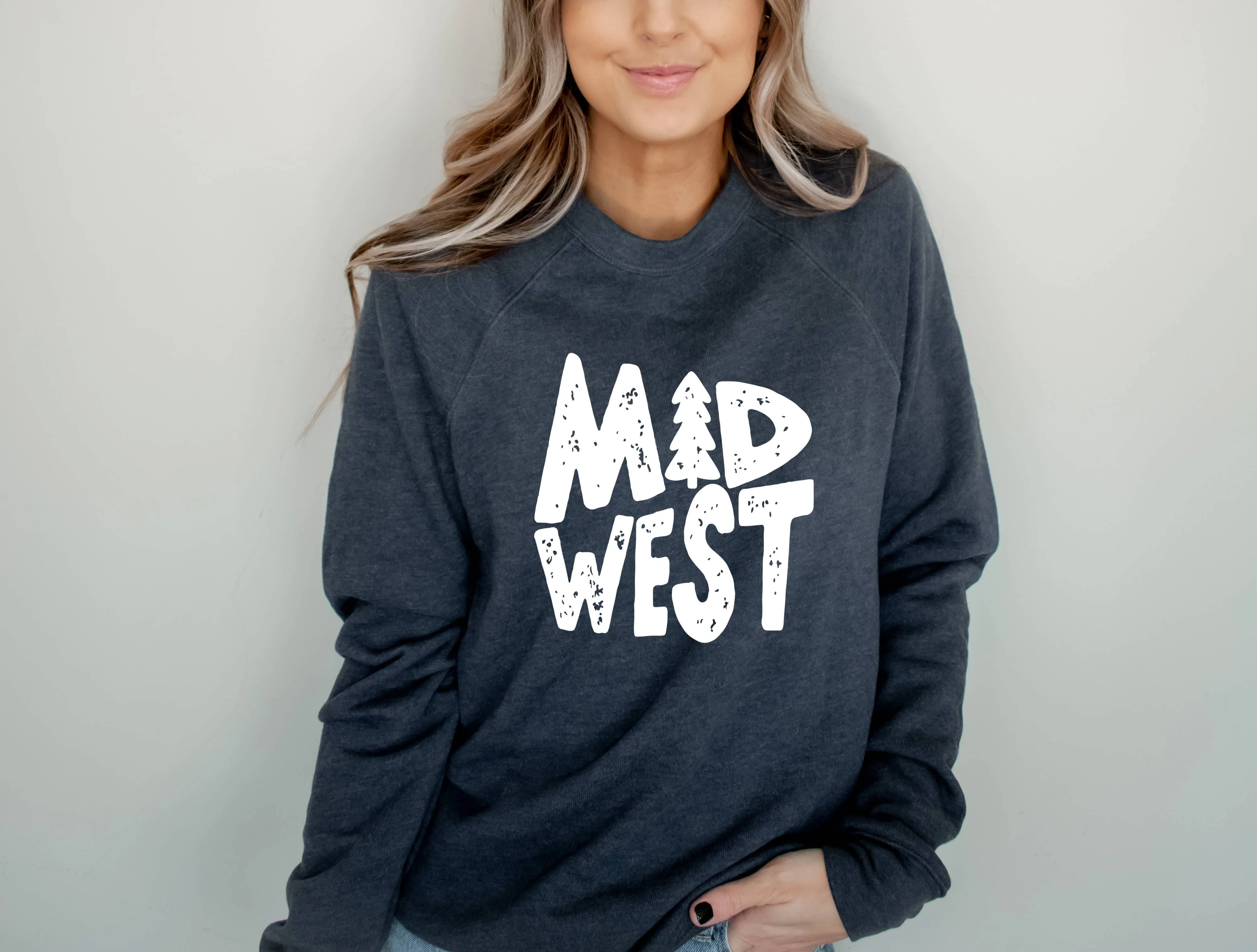 Midwest Pine Crewneck, Fleece Crewneck, Midwest Sweatshirt: Green / Large