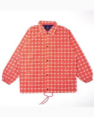 Needles Coach Jacket Poly Taffeta Printed Red Heart