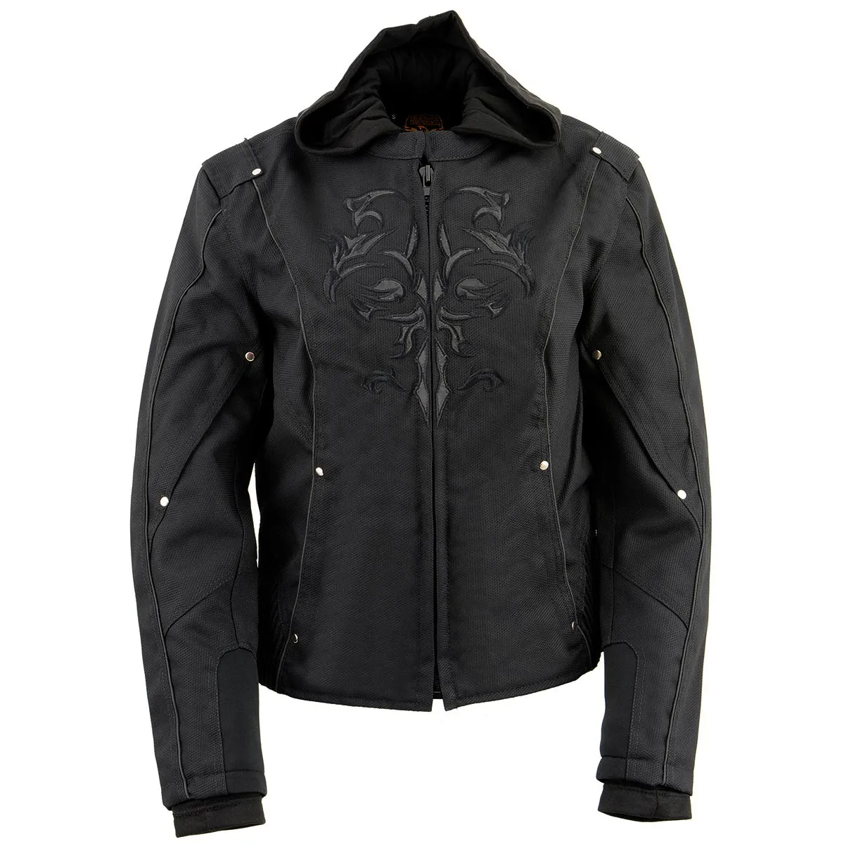 NexGen SH1939 Women's 'Reflective Tribal' Black 3/4 Textile Vented Jacket