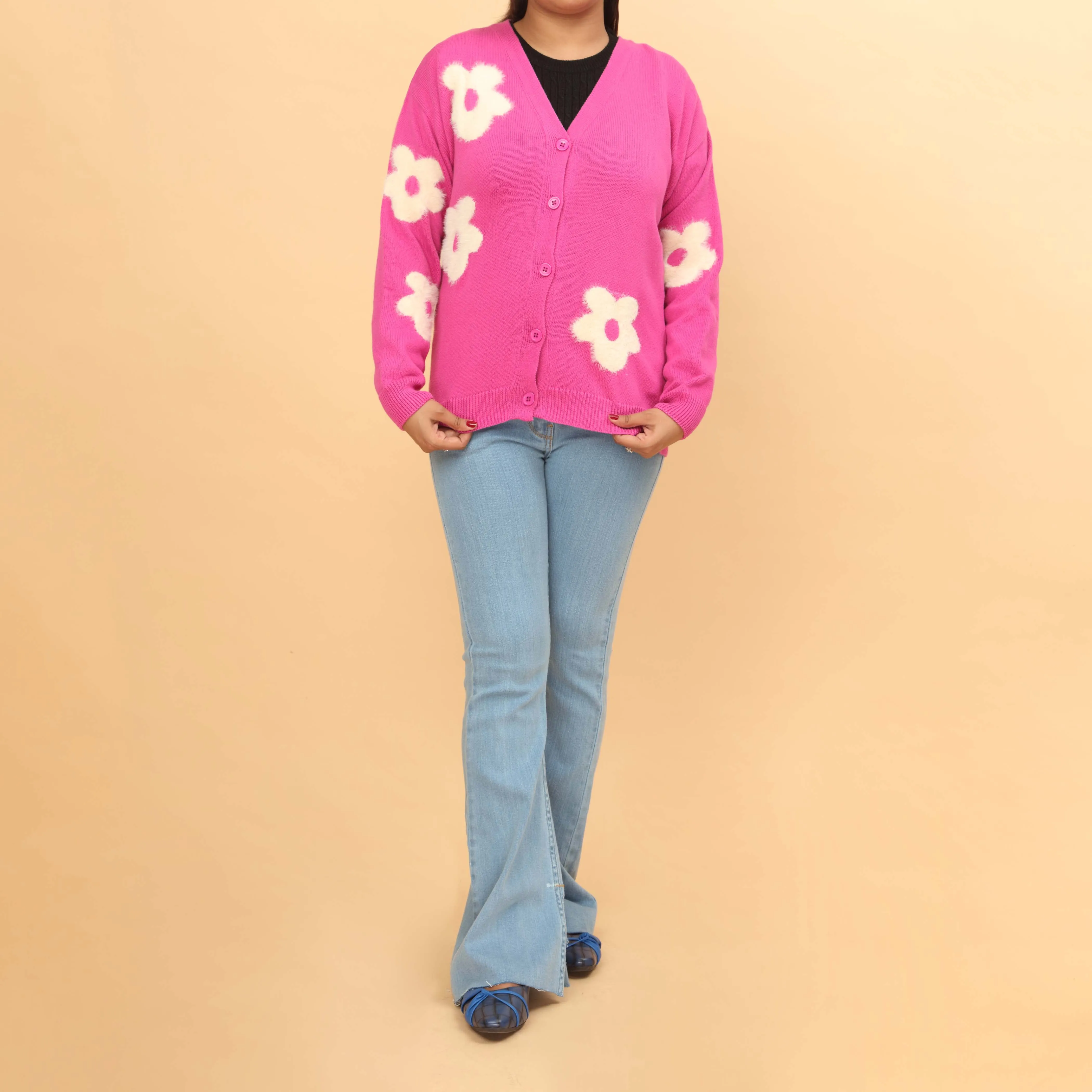 Pink Cotton Thread Winter Sweater PW4810