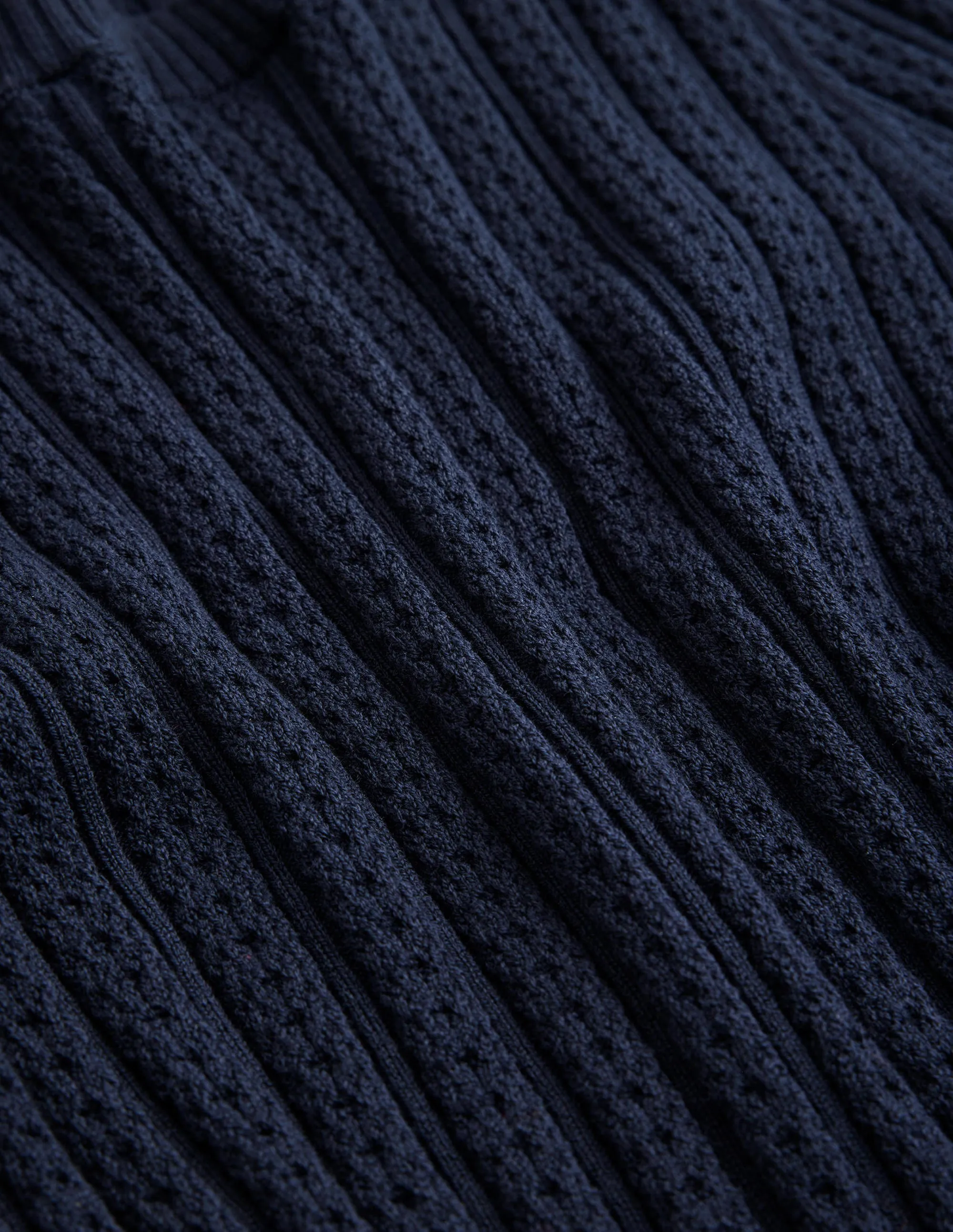 Ribbed Pointelle Top-Navy