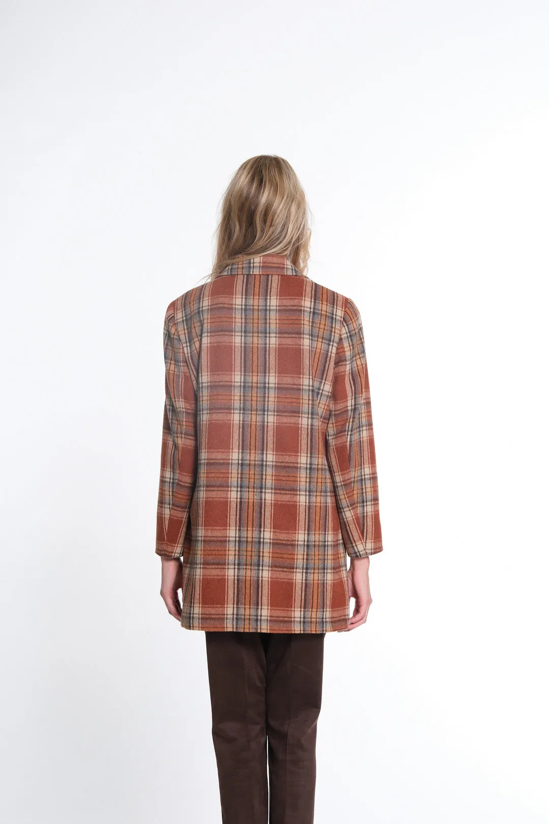 Rust Mix Checked Flannel Blazer by Multiples