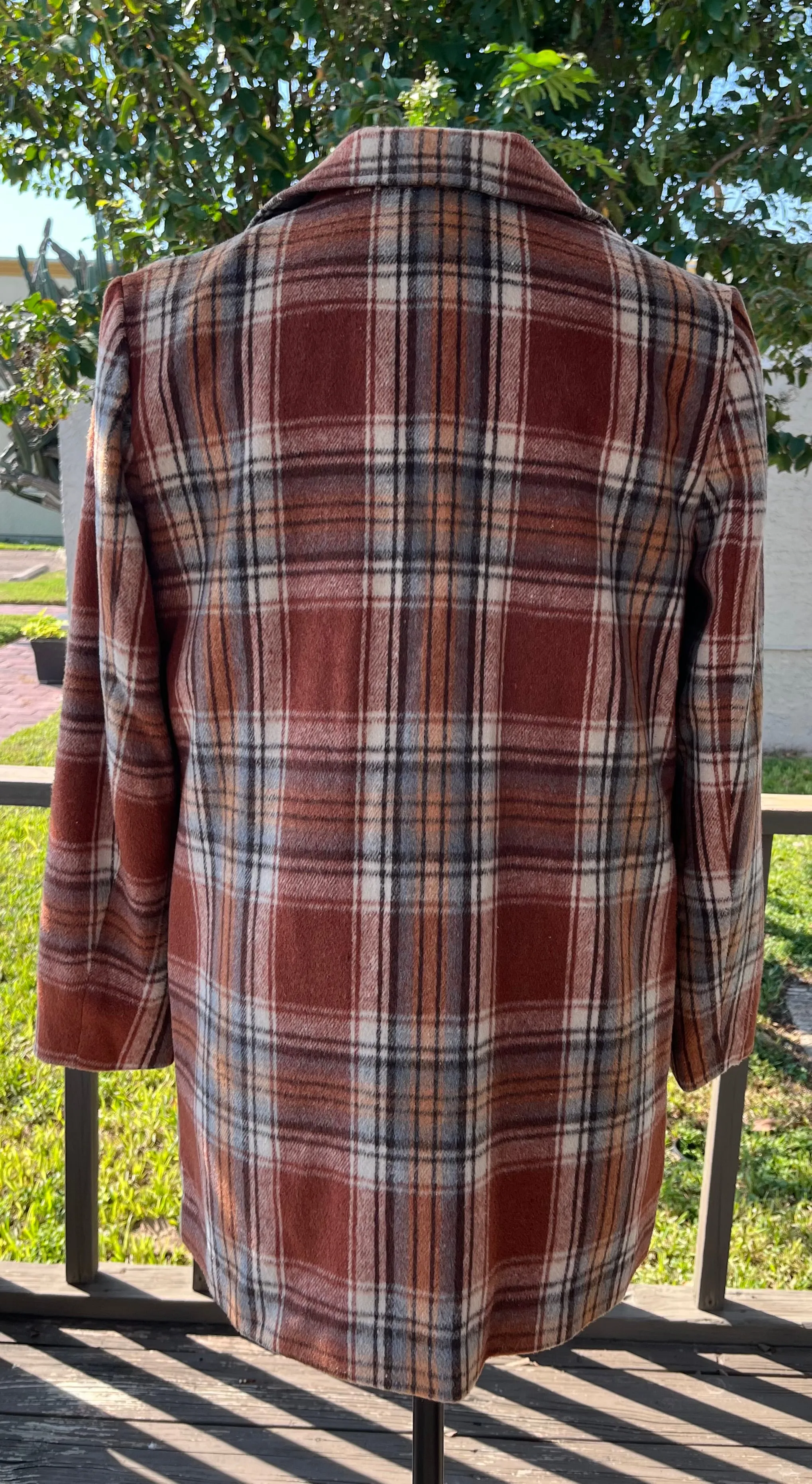 Rust Mix Checked Flannel Blazer by Multiples