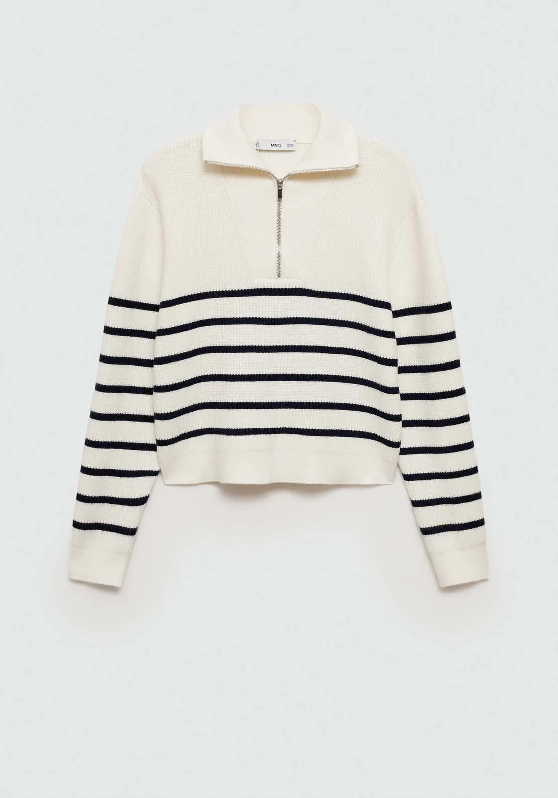 Striped sweater with zip - Navy