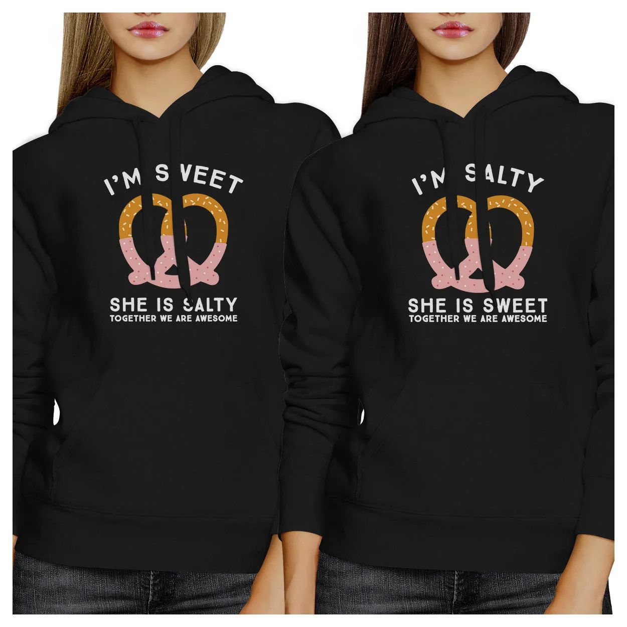 Sweet And Salty BFF Matching Black Hoodies