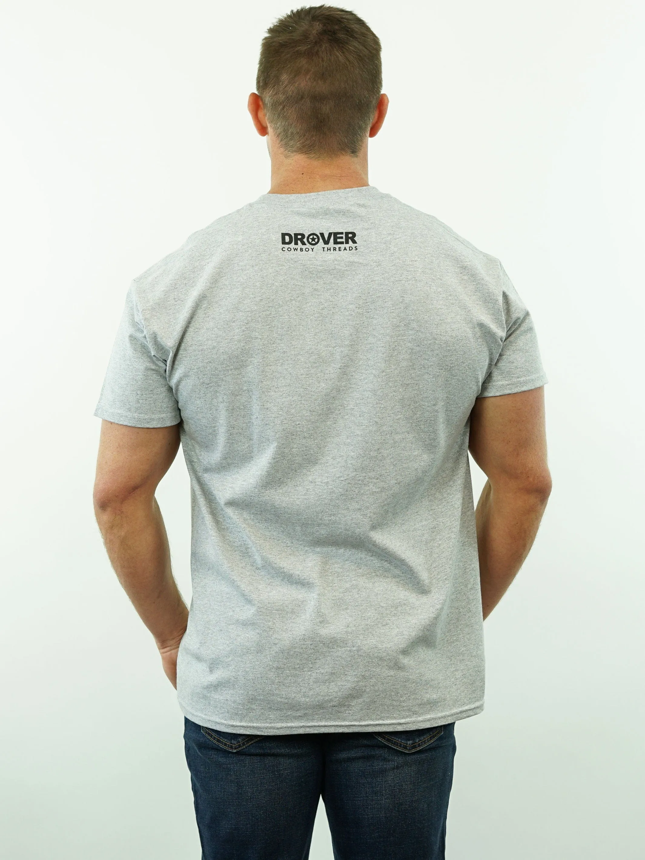 T-Shirt - Drover Bull Skull - Grey Heather