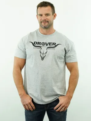 T-Shirt - Drover Bull Skull - Grey Heather