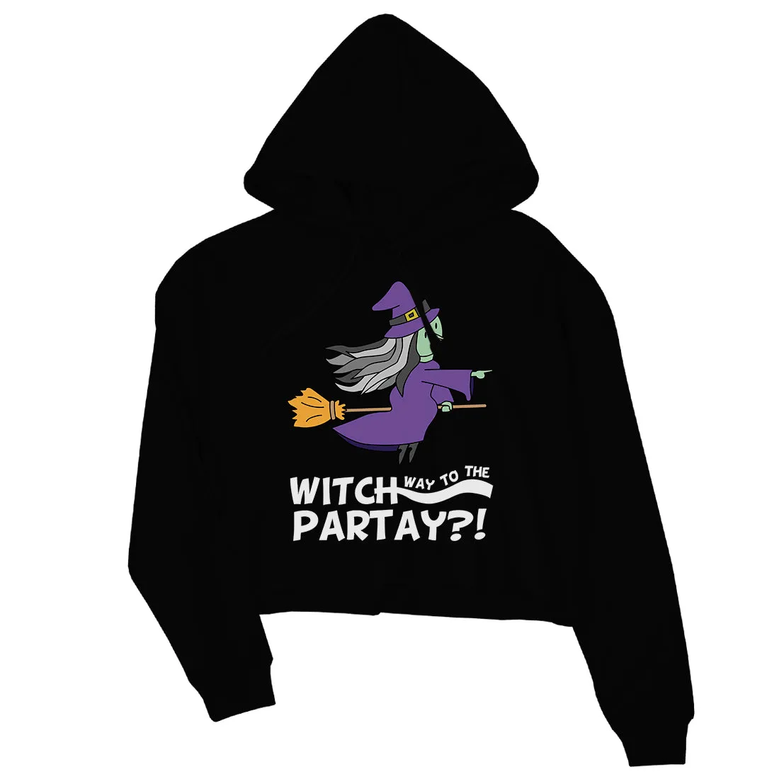 Witch Way To Partay Womens Crop Hoodie