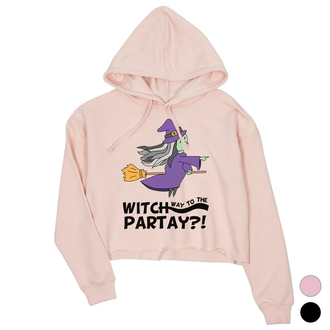 Witch Way To Partay Womens Crop Hoodie