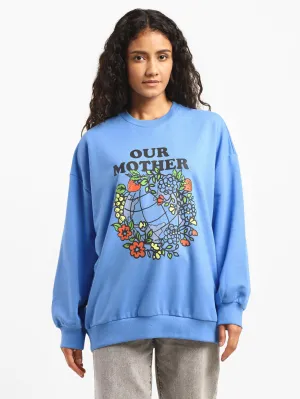 Women's Blue Crew Neck Sweatshirts