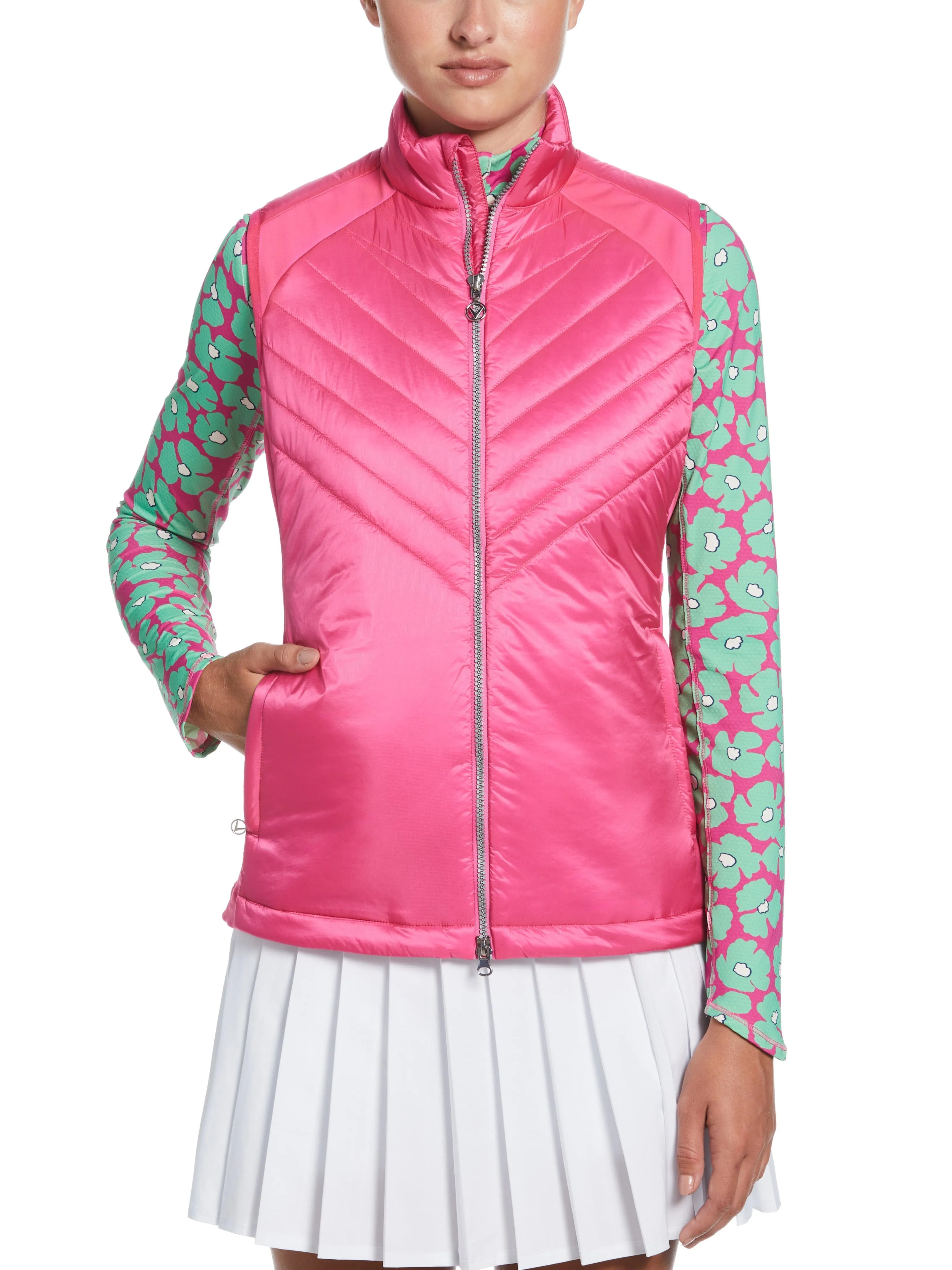 Womens Chevron Quilted Sleeveless Golf Vest