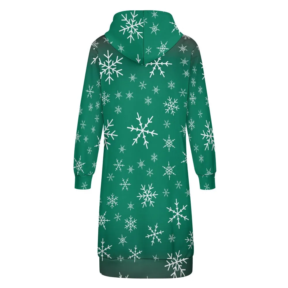 Women's Warm Snow long Hoodie - Green