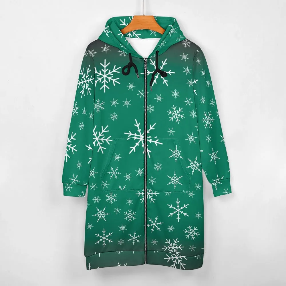 Women's Warm Snow long Hoodie - Green