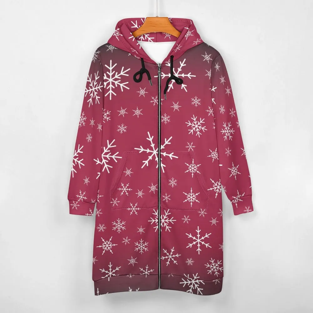 Women's Warm Snow long Hoodie - Rose