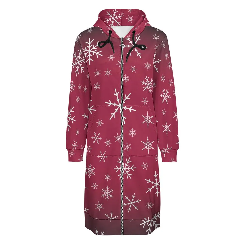 Women's Warm Snow long Hoodie - Rose