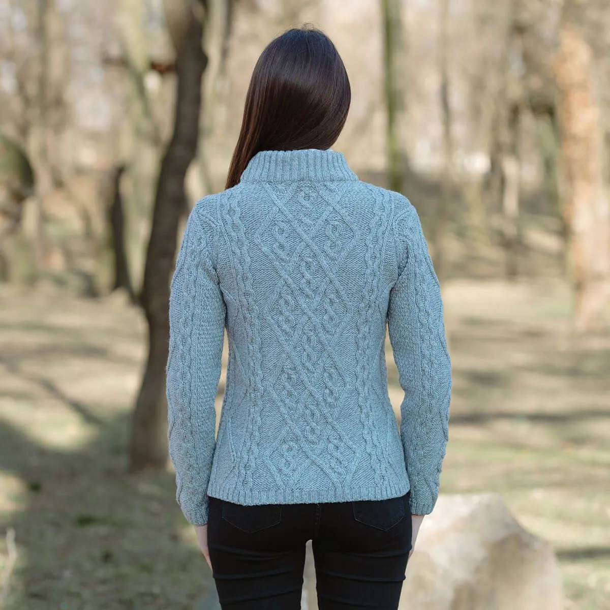 Women's Wool Cable Knit Aran Sweater