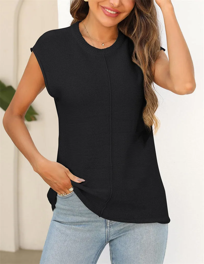 Zeagoo Cap Sleeve Sweater Vest Sleeveless Knit Tops